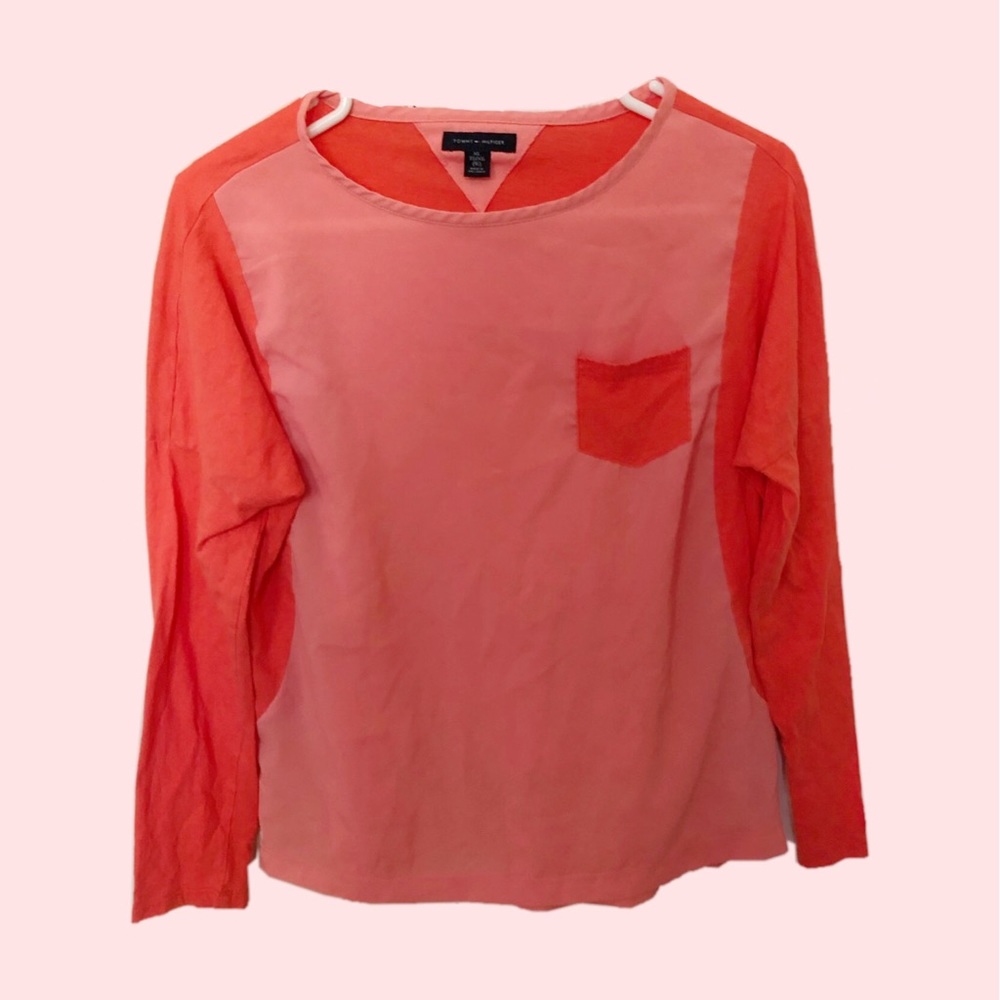 TOMMY HILFIGER SALMON & PEACH LONG SLEEVE
